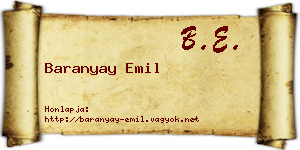 Baranyay Emil névjegykártya